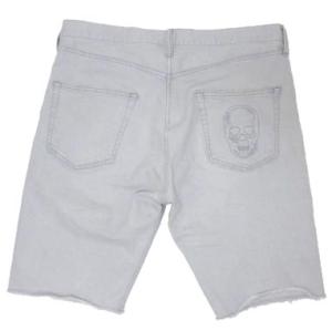 lucien pellat finet 近年 デニムショートパンツ リペア加工 ダメージ加工 スカル 刺繍 ライトブルー 34