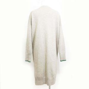 ENFOLD 美品 20AW ミドル ウール ポイントカラー ニット チュニック ワンピース 長袖 膝丈 ウール ベージュ 緑 36 0407