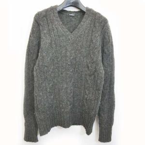 ケーブルニット セーター ウール 長袖 チャコールグレー L 0422 IBO22