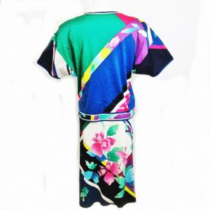 LEONARD FASHION ヴィンテージ セットアップ 半袖シャツ スカート 金釦 花柄 マルチカラー