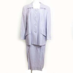 ヴィンテージ セットアップ ロングスカート スーツ ストライプ 薄紫 44 0424 IBO22