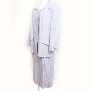 GIVENCHY ヴィンテージ セットアップ ロングスカート スーツ ストライプ 薄紫 44 0424 IBO22