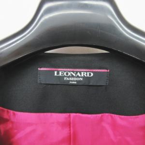 LEONARD FASHION ヴィンテージ ノーカラージャケット ウール ロゴ 刺繍 ピンク 系 11AR IBO22 0423