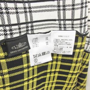GRACE CONTINENTAL 美品 近年モデル 19AW ニットワンピース ロング 切替 チェック 7分袖 黒 白 黄 系 36 S IBO22 0424