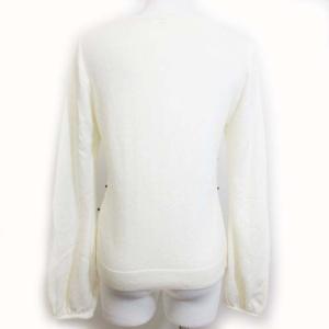 René 美品 ニット カットソー 長袖 プルオーバー ビジュー フラワーモチーフ ミンク リボン オフ白 38
