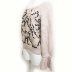 Diagram GRACE CONTINENTAL 19AW ニット セーター 長袖 フレア袖 レース 花柄 ベージュ 36 0428 IBO22