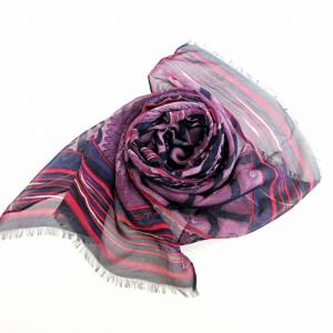 ロング スカーフ シルク ストール 総柄 パープル 0705 RRR