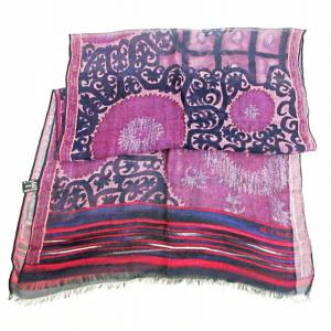 ETRO ロング スカーフ シルク ストール 総柄 パープル 0705 RRR