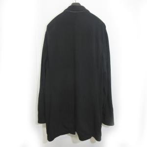 EMPORIO ARMANI チェスターコート ジャケット ロング スウェット コットン ブレザー 黒 ブラック 52 L IBO23 0530