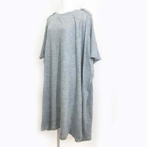 ISSEY MIYAKE ヴィンテージ 80s 筆タグ ニット ワンピース 5分袖 膝丈 リネン サックスブルー 7 0528 IBO23