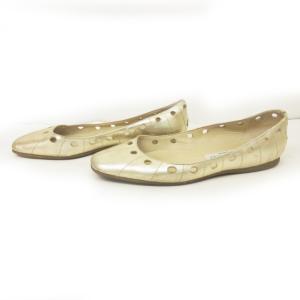 JIMMY CHOO フラットシューズ レザー パンチングデザイン 37 ゴールド