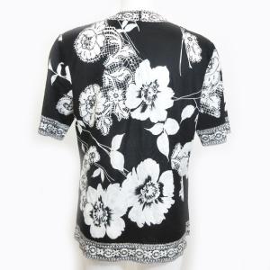LEONARD FASHION カットソー Vネック 花柄 M ブラック