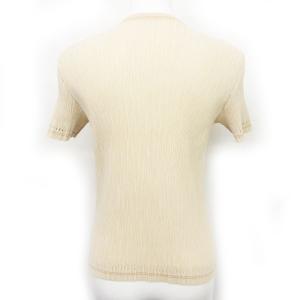 ISSEY MIYAKE カットソー ブラウス プリーツ加工 パンチング デザイン 半袖 ベージュ M