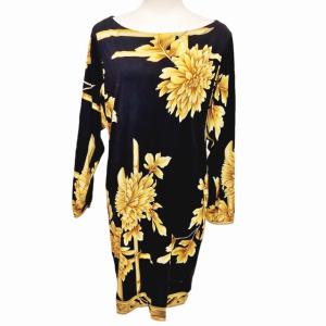 LEONARD FASHION ワンピース ドレス 花柄 竹 長袖 総柄 ブラック M