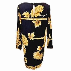 LEONARD FASHION ワンピース ドレス 花柄 竹 長袖 総柄 ブラック M