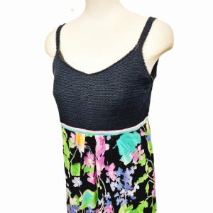 LEONARD FASHION キャミソール ワンピース 花柄 M 黒