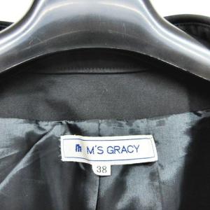 M'S GRACY トレンチコート ジャケット ロング コットン 切替 ボア ダブル 黒 ブラック 38 M STK 0608