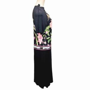 LEONARD FASHION スタンドネックワンピース シルク混 M 黒