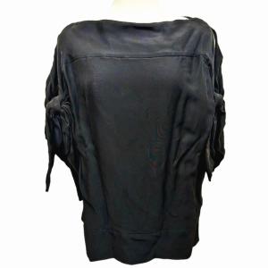 PRADA シルク混 シャツ ブラウス リボンノースリーブ サイドジップ ブラック