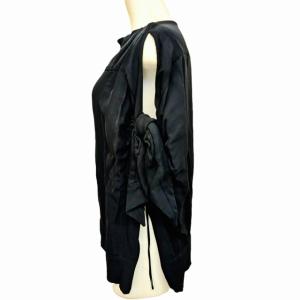 PRADA シルク混 シャツ ブラウス リボンノースリーブ サイドジップ ブラック