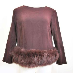 17AW ブラウス カットソー フォックスファー 長袖 茶系 38 0610 STK