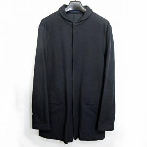 ニットジャケット ロング ナイロン 比翼仕立て カーディガン ネイビー 46