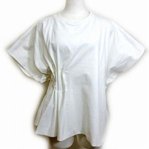 美品 18SS ギャザー カットソー Tシャツ 半袖 変形デザイン 白 38 国内正規品 0617 ECR16