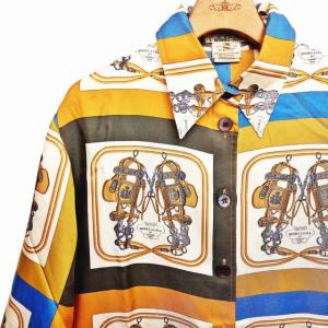 HERMES ヴィンテージ BRIDES de GALA  シルクシャツ 式典用馬勒 38 マルチカラー