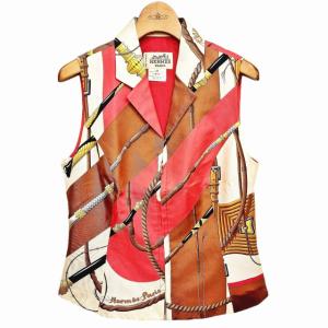 ヴィンテージ シルクベスト スカーフ柄 42 赤