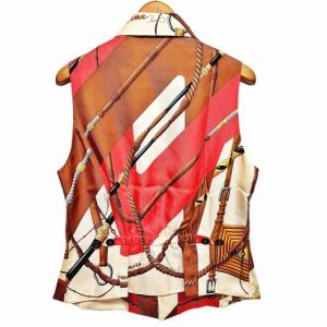 HERMES ヴィンテージ シルクベスト スカーフ柄 42 赤