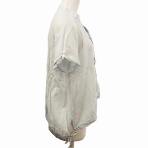 Y's ヨウジヤマモト スタンドカラーブラウス カットソー シワ加工 ドット調 ドローコード 半袖 水色 ブルー 系 2 M 0914