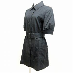 BLACK LABEL Paul Smith 美品 ステンカラー コート ワンピース 半袖 膝丈 黒 40 0710 RRR