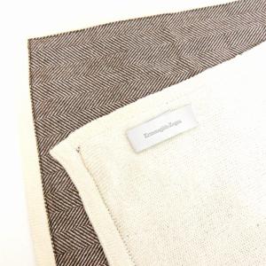 Ermenegildo Zegna マフラー ダブルフェイス ウール シルク混 カシミア混 ヘリンボーン 白 茶 0710 IBO24