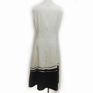 M'S GRACY ワンピース ノースリーブ ロング丈 ミディ丈 刺繍 海の風景 ストレッチ 白 ネイビー 40 0717 IBO24