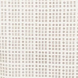 CHANEL ミニココマーク ロゴ シルク 大判スカーフ ストール 総柄 ベージュ ブラウン
