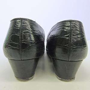 Salvatore Ferragamo ヴァラ パンプス ヒール 型押し レザー リボン ブラック 6 B 23cm IBO26 0907