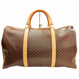 CELINE トリオンフ ボストンバッグ マカダム柄 PVC レザー 茶