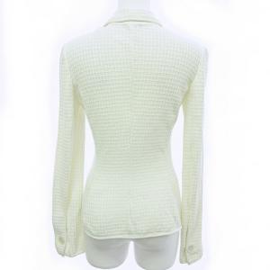 GIORGIO ARMANI ワッフルニットジャケット テーラードジャケット レーヨン 3B 白 ホワイト 40 M 0918