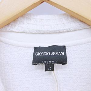 GIORGIO ARMANI ワッフルニットジャケット テーラードジャケット レーヨン 3B 白 ホワイト 40 M 0918