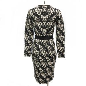 PAULE KA 近年 ニット ワンピース 花柄 レーヨン フレア 長袖 ブラック ベージュ