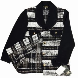 Leilian タグ付 ツイード ジャケット ブレザー 金ボタン ニット 切り替え 白 黒 40 0927