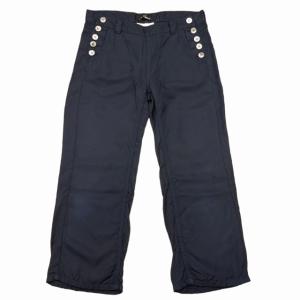 AD2005 06SS サテン地 ワイドパンツ とろみ 多重ボタン ネイビー 紺 M 1015