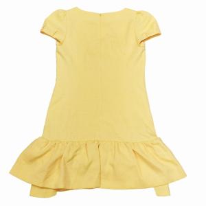 M'S GRACY 美品 グログランリボン膝丈ワンピース ドレス フレンチスリーブ ドット 水玉 パーティ 総柄 イエロー 40 1014