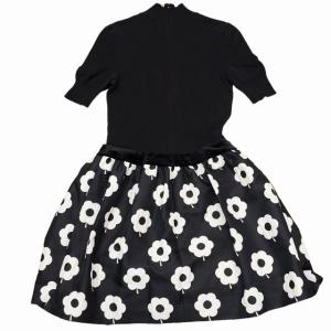 M'S GRACY リブニットドッキングワンピース カメリア リボン 花柄 スパンコール ハイネック ブラック 40 1014