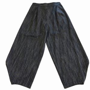 ISSEY MIYAKE 80s 筆タグ ワンタックワイドパンツ 総柄 M 黒