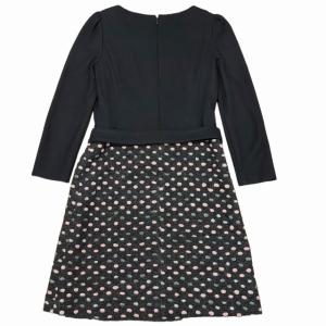 M'S GRACY ドッキングワンピース ドレス 立体ドット パワーショルダー ロング丈 ブラック