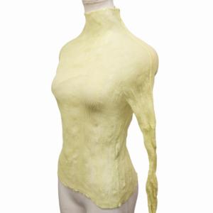 ISSEY MIYAKE WHITE LABEL 美品 人気 プリーツ カットソー ボトルネック ストレッチ 2 ライムイエロー 1019