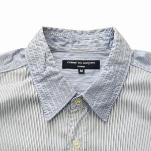 COMME des GARCONS HOMME AD2005 06SS 半袖シャツ マルチストライプ ガチャポケ ブルー M 1029