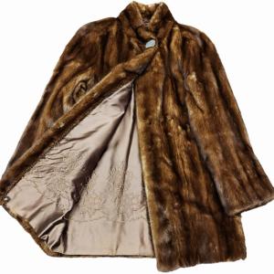 SAGA MINK Ma Roripas サガロイヤル 最高級 ミンク 毛皮 スタンドカラー ミドル丈 コート茶  11