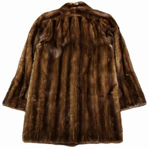 SAGA MINK Ma Roripas サガロイヤル 最高級 ミンク 毛皮 スタンドカラー ミドル丈 コート茶  11